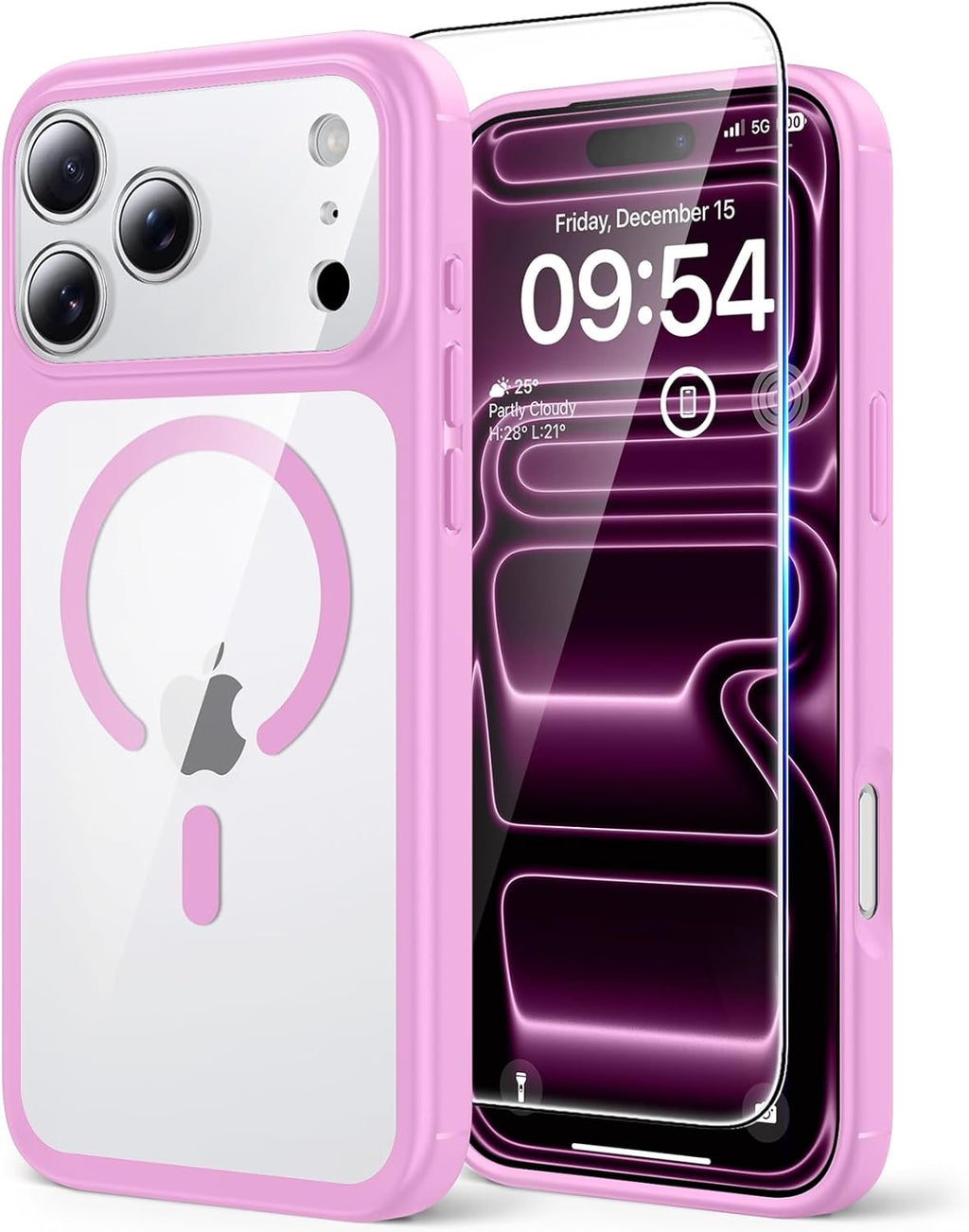 Coque Magnétique pour iPhone 17 Pro avec Protection écran,Protection Totale de la Caméra, [Compatible avec MagSafe] Protection Militaire Anti-Choc Mince - Transparent