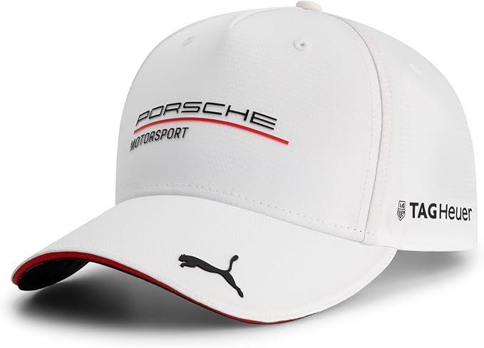 Porsche Motorsport Casquette d'équipe avec visière incurvée et Logos Porsche Motorsport et Sponsors, y Compris Un Logo sur la visière