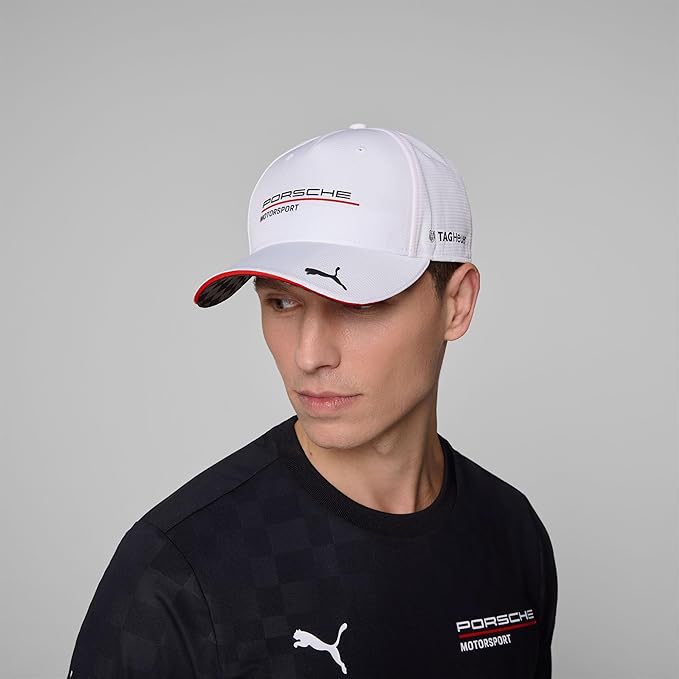 Porsche Motorsport Casquette d'équipe avec visière incurvée et Logos Porsche Motorsport et Sponsors, y Compris Un Logo sur la visière