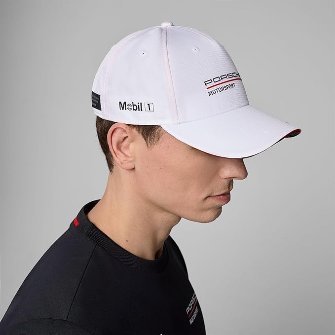 Porsche Motorsport Casquette d'équipe avec visière incurvée et Logos Porsche Motorsport et Sponsors, y Compris Un Logo sur la visière