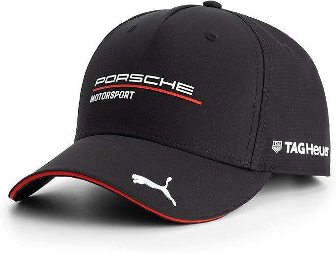 Porsche Motorsport Casquette d'équipe avec visière incurvée et Logos Porsche Motorsport et Sponsors, y Compris Un Logo sur la visière