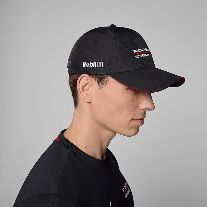 Porsche Motorsport Casquette d'équipe avec visière incurvée et Logos Porsche Motorsport et Sponsors, y Compris Un Logo sur la visière