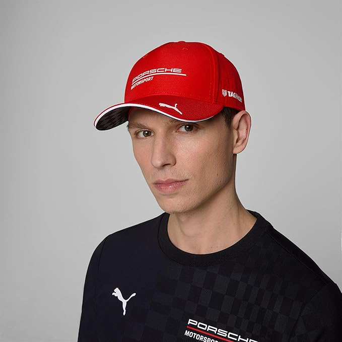 Porsche Motorsport Casquette d'équipe avec visière incurvée et Logos Porsche Motorsport et Sponsors, y Compris Un Logo sur la visière