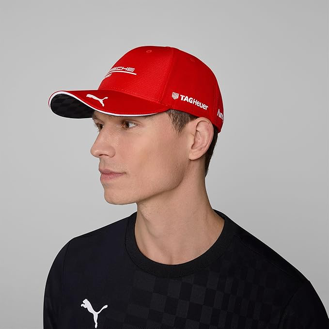 Porsche Motorsport Casquette d'équipe avec visière incurvée et Logos Porsche Motorsport et Sponsors, y Compris Un Logo sur la visière