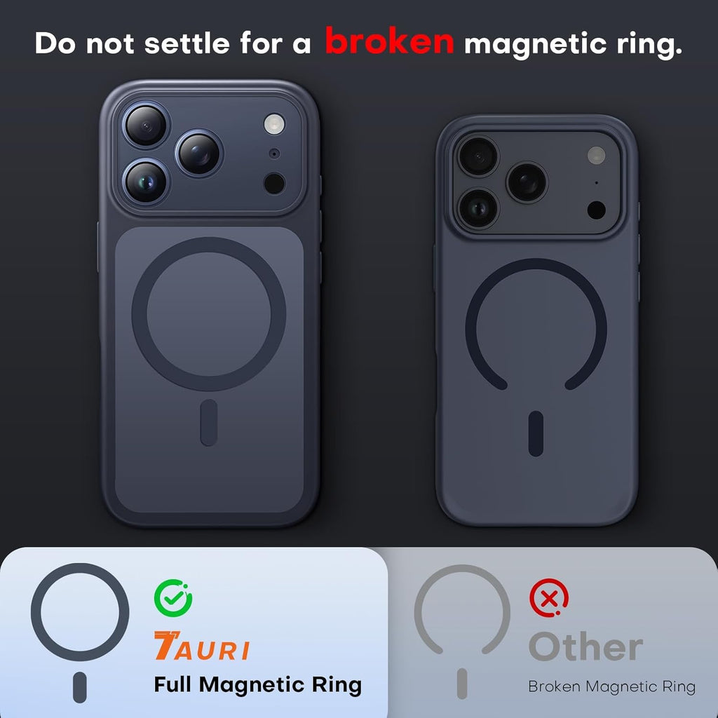 Coque Magnétique pour iPhone 17 Pro Max avec Protection Totale de l'objectif, [Compatible avec MagSafe] Protection des Boutons de Caméra,Protection Militaire Anti-Choc Mince - Noir, Orange