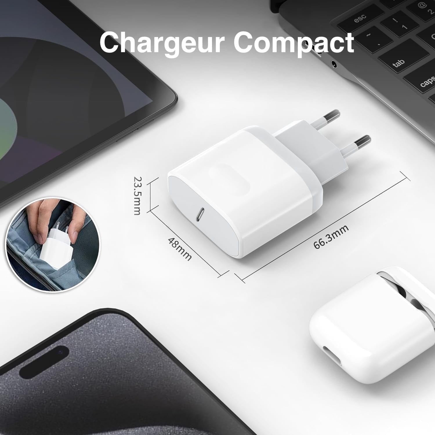 Chargeur Rapide 25W USB C universel