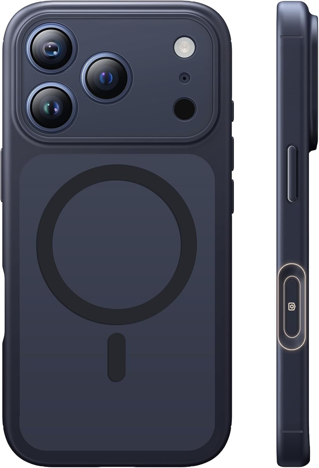 Coque Magnétique pour iPhone 17 Pro Max avec Protection Totale de l'objectif, [Compatible avec MagSafe] Protection des Boutons de Caméra,Protection Militaire Anti-Choc Mince - Noir, Orange