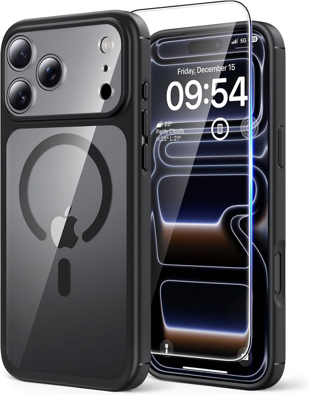 Coque Magnétique pour iPhone 17 Pro avec Protection écran,Protection Totale de la Caméra, [Compatible avec MagSafe] Protection Militaire Anti-Choc Mince - Transparent